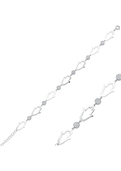 925 Ayar Gümüş Fatma Ana Eli Bileklik