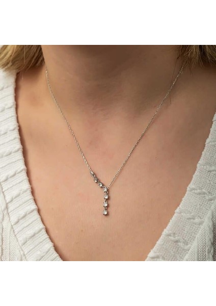 Gümüş Zirkon Sıra Taşlı Kadın Kolye indirimleri