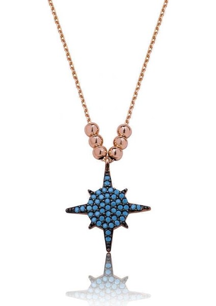 925 Ayar Gümüş Mavi Yıldız Kadın Gümüş Kolye