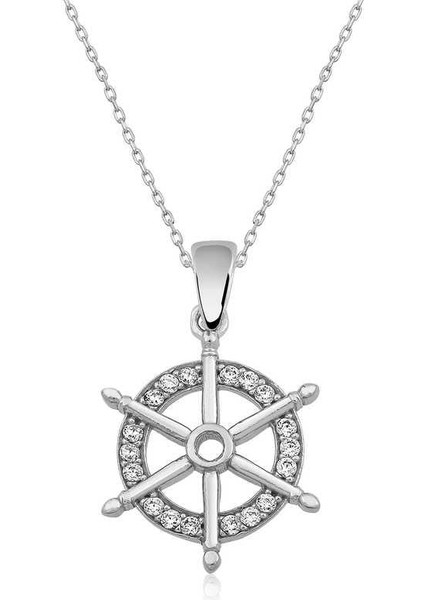 925 Ayar Gümüş Gemi Dümeni Kadın Gümüş Kolye