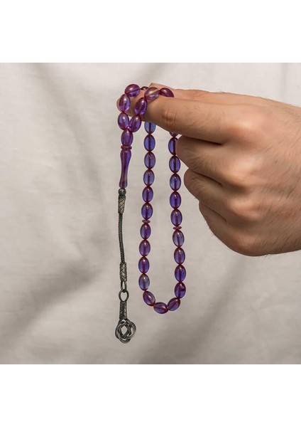 Gümüş Kazaz Püsküllü Sıkma Kehribar Tesbih fırsatları