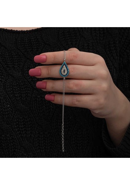 925 Ayar Gümüş Damla Nazar Kadın Bileklik modelleri