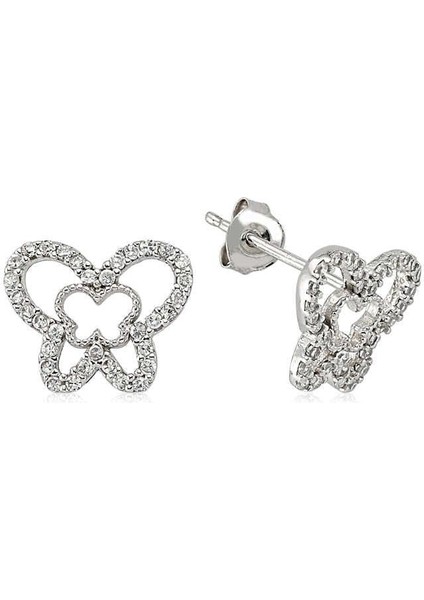 925 Ayar Gümüş Çivili Kelebek Küpe