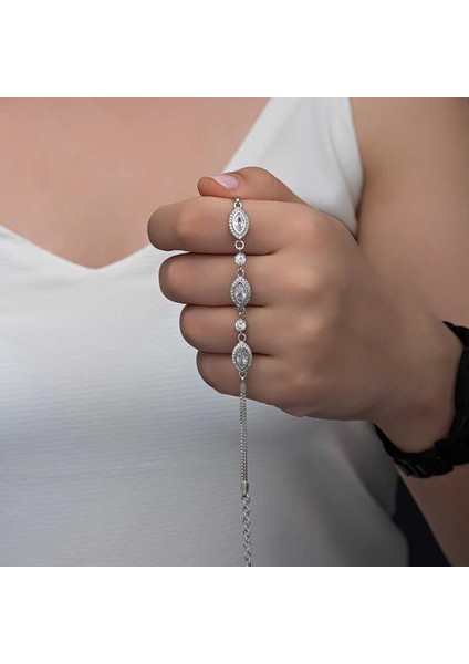 925 Ayar Gümüş Mekik Zirkon Taşlı Kadın Bileklik modelleri