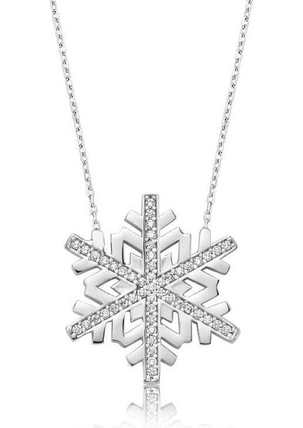 925 Ayar Gümüş Kar Tanesi Kadın Gümüş Kolye