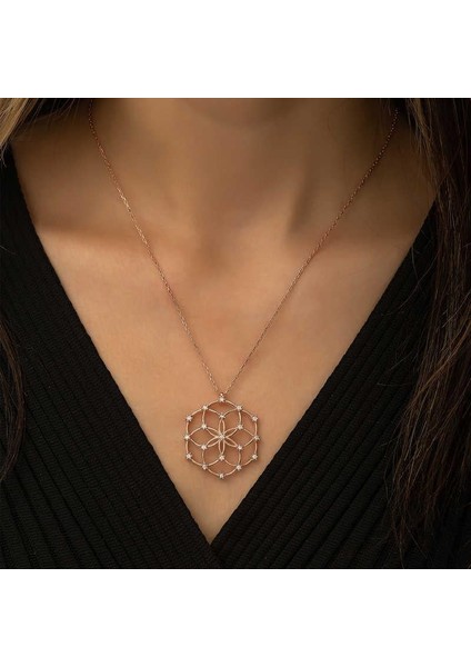 925 Ayar Gümüş Yaşam Çiçeği Kadın Gümüş Kolye fiyatları