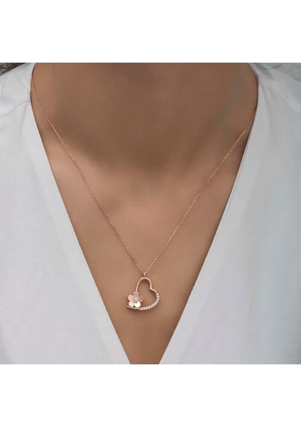 925 Ayar Gümüş Çiçekli Kalp Kadın Gümüş Kolye fiyatları