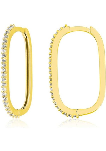 Gümüş Zirkon Taşlı Halka Kadın Küpe