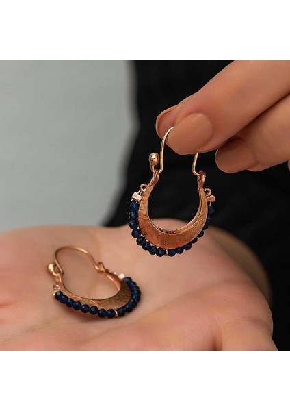 ​gümüş Lacivert Taşlı Bohem Küpe modelleri