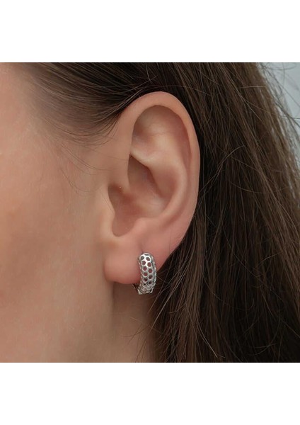 Gümüş Petek Desenli Halka Kadın Küpe fiyatları