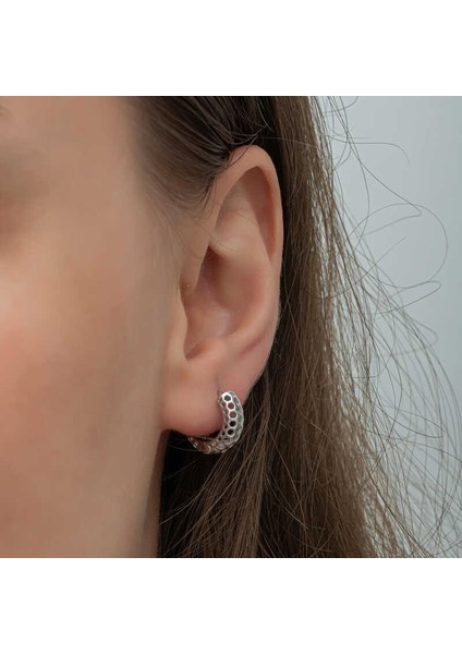 Gümüş Petek Desenli Halka Kadın Küpe fırsatları