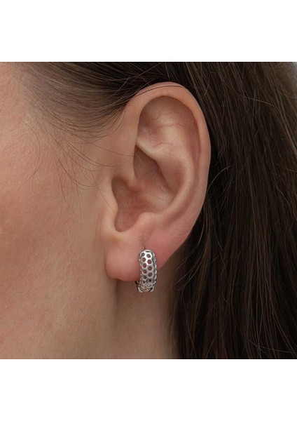 Gümüş Petek Desenli Halka Kadın Küpe indirimleri