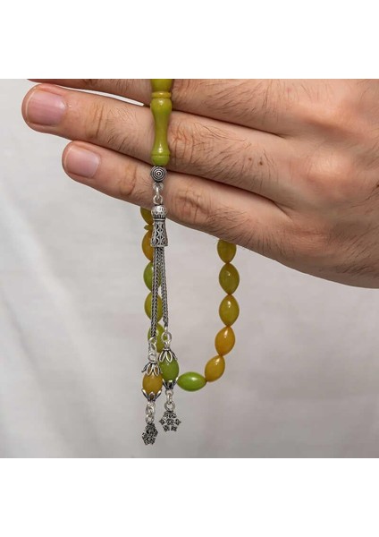 Gümüş Püsküllü Sıkma Kehribar Tesbih fiyatları