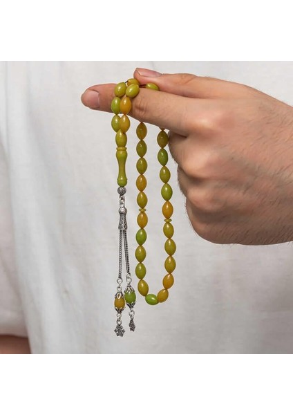 Gümüş Püsküllü Sıkma Kehribar Tesbih modelleri