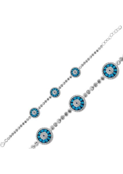 925 Ayar ​​gümüş Camgöz Üçlü Suyolu Nazar Bileklik