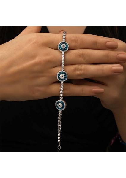 925 Ayar ​​gümüş Camgöz Üçlü Suyolu Nazar Bileklik modelleri