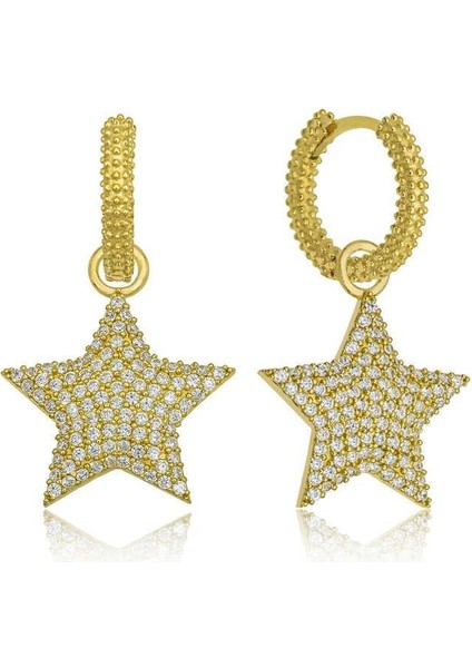 Gümüş Halka Yıldız Küpe