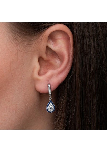 Gümüş Sallantılı Damla Nazar Kadın Küpe fiyatları