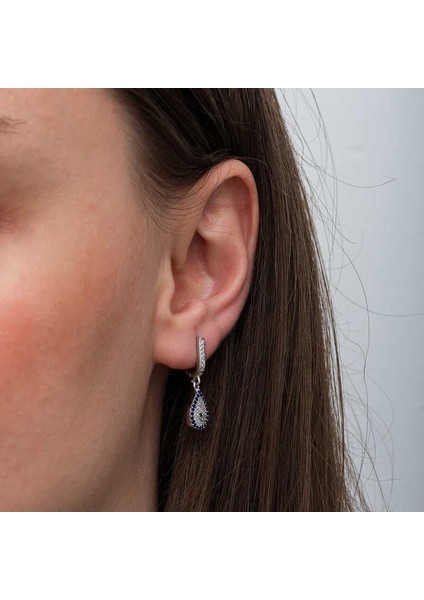 Gümüş Sallantılı Damla Nazar Kadın Küpe indirimleri