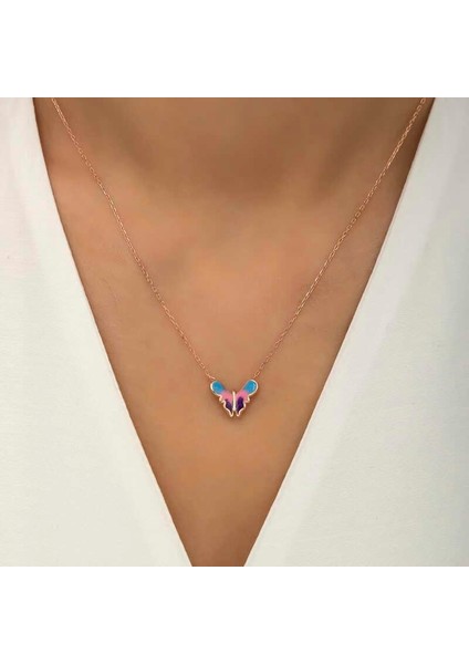 925 Ayar Gümüş Rose Minimal Kelebek Kadın Gümüş Kolye fiyatları