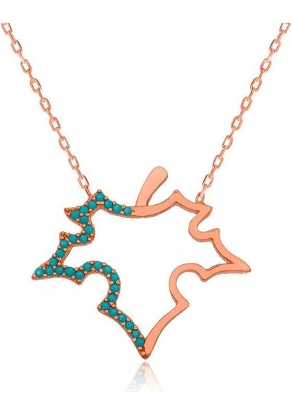 925 Ayar Gümüş Mavi Yaprak Kadın Gümüş Kolye