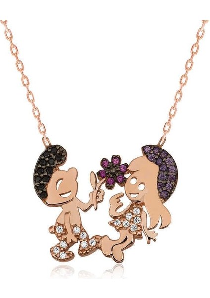 925 Ayar Gümüş Şirinler Kadın Gümüş Kolye