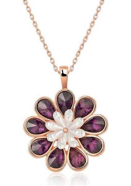 925 Ayar Gümüş Erguvan Çiçeği Kadın Gümüş Kolye