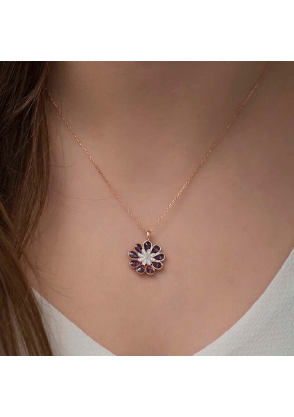 925 Ayar Gümüş Erguvan Çiçeği Kadın Gümüş Kolye fiyatları