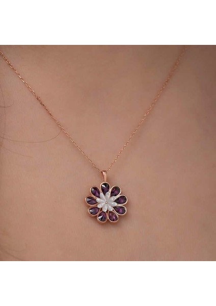 925 Ayar Gümüş Erguvan Çiçeği Kadın Gümüş Kolye fırsatları