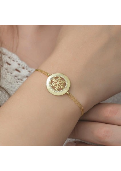 925 Ayar Gümüş Gold Kar Tanesi Bileklik fiyatları