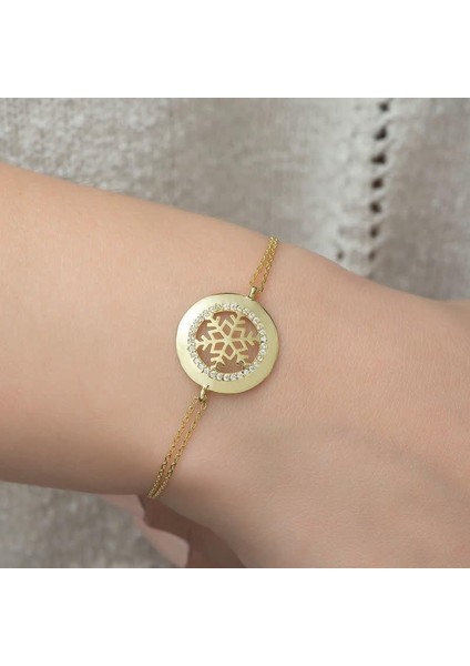 925 Ayar Gümüş Gold Kar Tanesi Bileklik modelleri