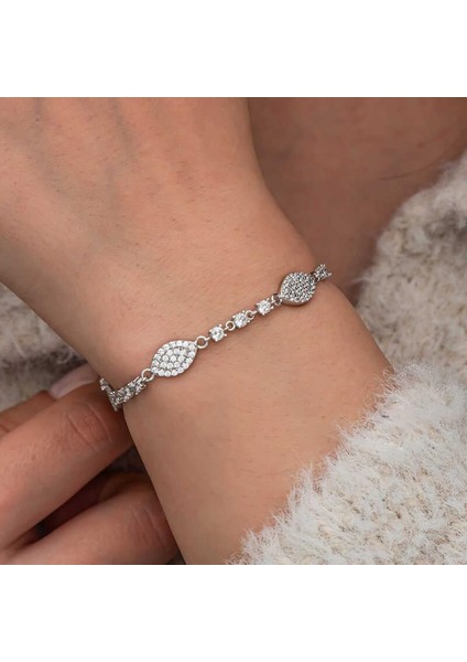 Gümüş Zirkon Taşlı Mekik Kadın Bileklik modelleri
