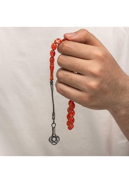 Gümüş Kazaz Püsküllü Sıkma Kehribar Tesbih modelleri