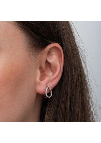 Gümüş Beyaz Taşlı Damla Kadın Küpe modelleri