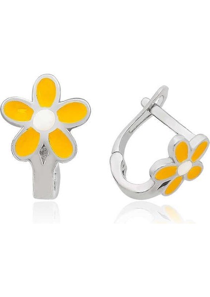 ​925 Ayar Gümüş Sarı Çiçek Çocuk Küpesi fiyatları