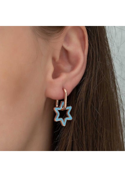 Gümüş Fosforlu Mavi Yıldız Küpe fiyatları