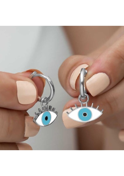 ​gümüş Fosforlu Mavi Göz Küpe modelleri