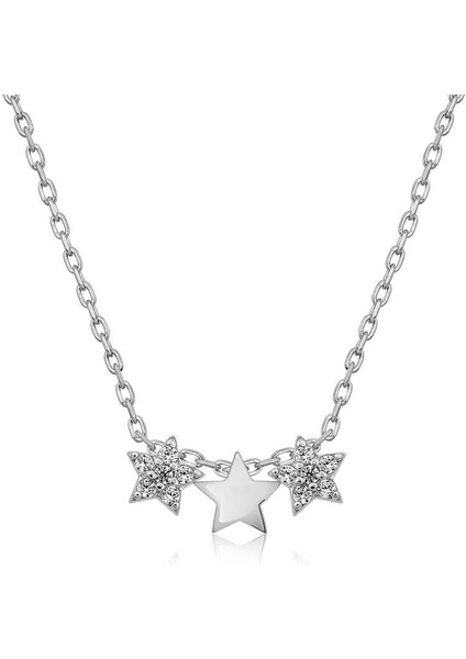925 Ayar Gümüş Üç Yıldız Kadın Gümüş Kolye