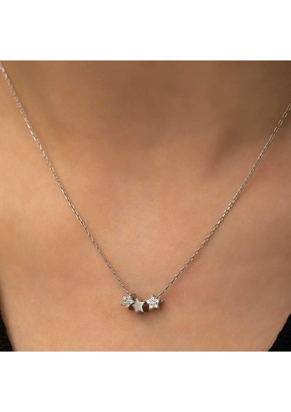 925 Ayar Gümüş Üç Yıldız Kadın Gümüş Kolye modelleri