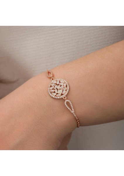 925 Ayar Gümüş Rose Baget Taşlı Bileklik modelleri