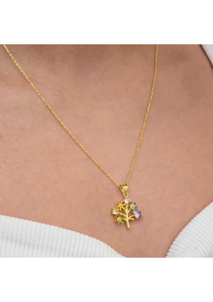 Gümüş Gold Renkli Hayat Ağacı Kadın Kolye fırsatları