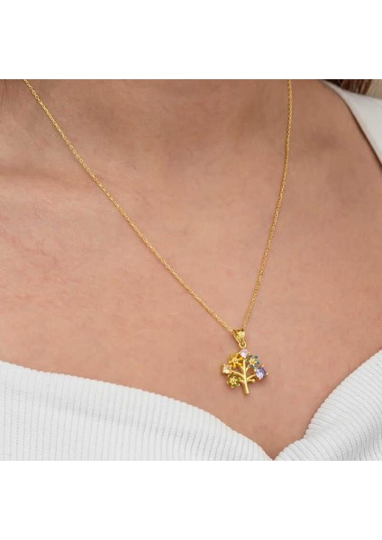 Gümüş Gold Renkli Hayat Ağacı Kadın Kolye indirimleri