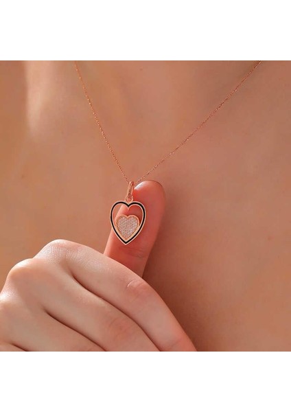925 Ayar Gümüş Rose Kalp Kadın Kolye fiyatları