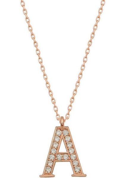 925 Ayar Gümüş Rose A Harfi Kadın Gümüş Kolye