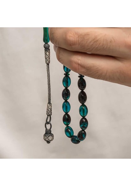 Gümüş Kazaz Püsküllü Sıkma Kehribar Tesbih modelleri