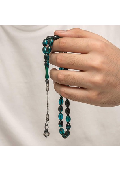 Gümüş Kazaz Püsküllü Sıkma Kehribar Tesbih fırsatları