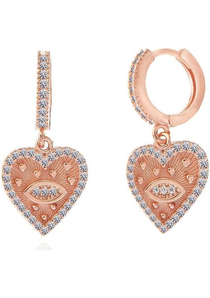 Gümüş Rose Kalp Sallantılı Kadın Küpe modelleri