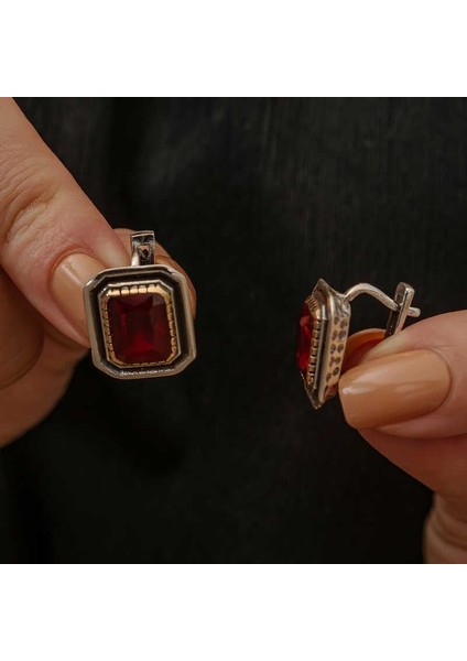 Gümüş Yakut Taşlı Otantik Kadın Küpe fiyatları