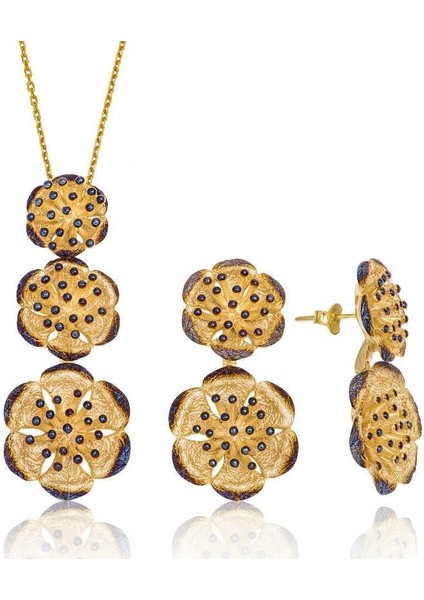 925 Ayar Gümüş Nilüfer Çiçeği Set