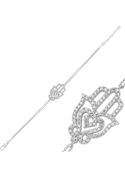 925 Ayar Gümüş Fatma Ana Eli Bileklik